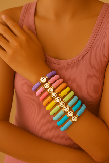 Smiley Face Bohemian Clay Bracelets