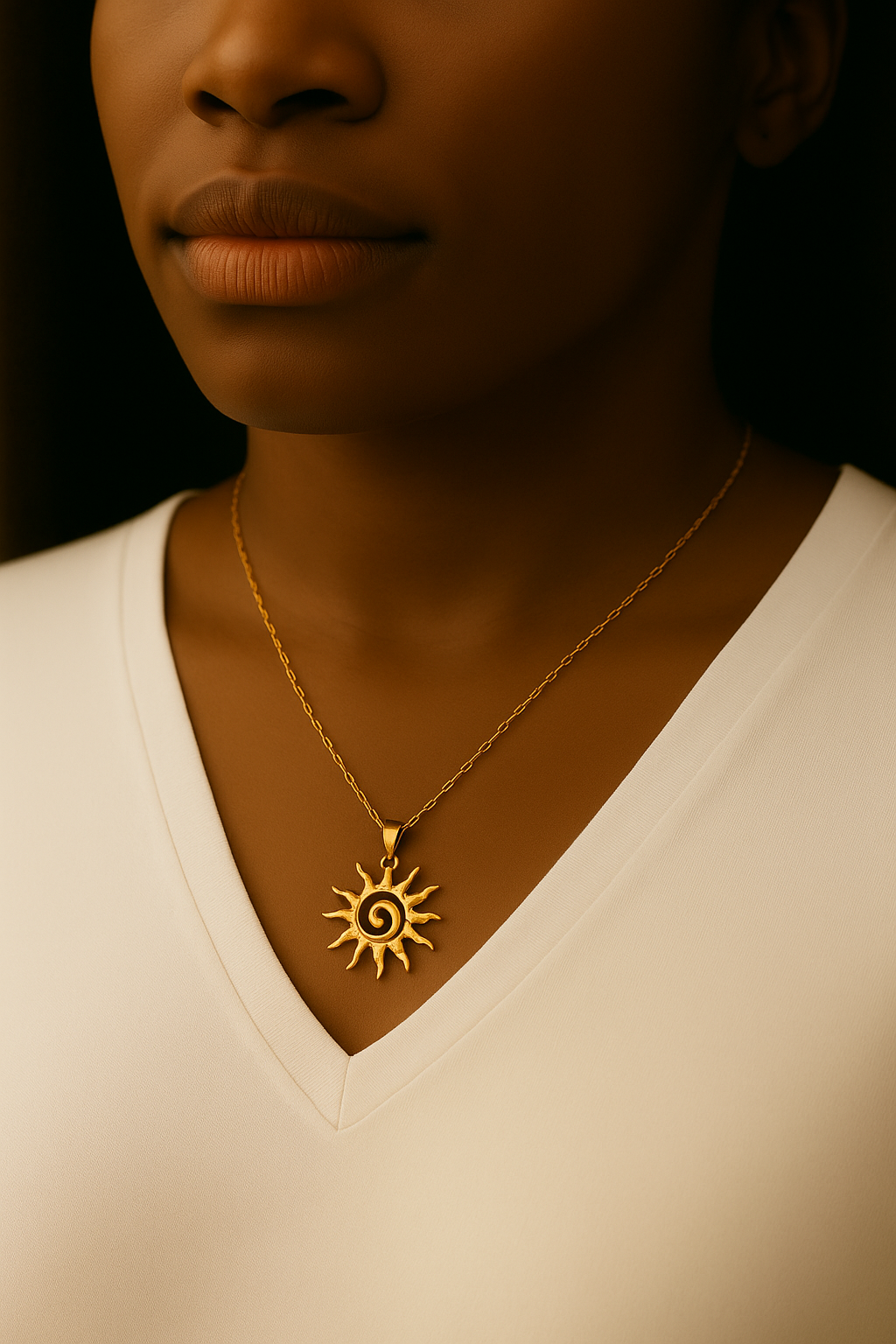 Golden Sunburst Swirl Necklace