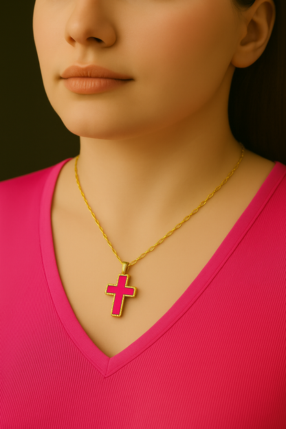 Druzy Dream Drop Cross Necklace